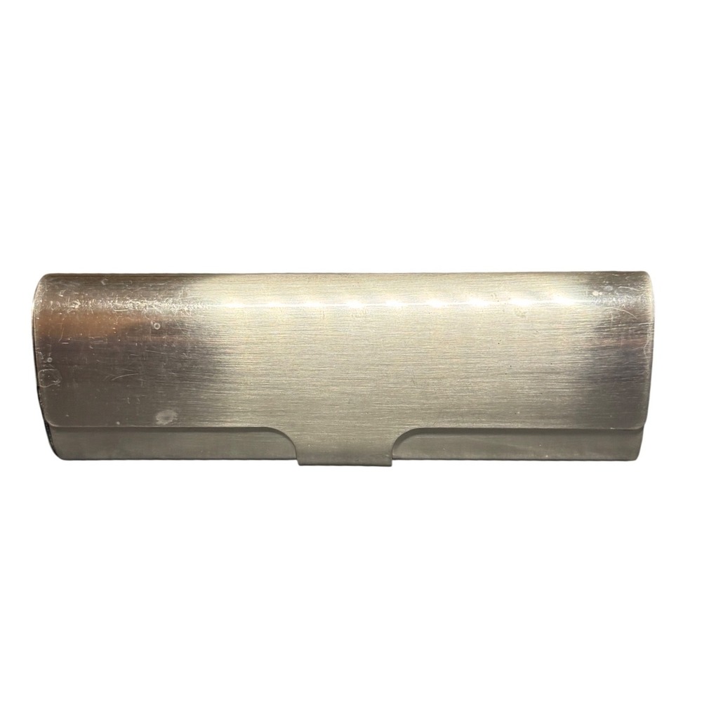 Takeo Kikuchi Silver Metal‎ Hardshell Eyeglass Case Brushed Steel Minimalist